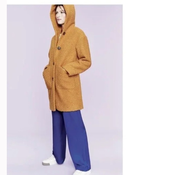 Halogen Trendy Mustard Hooded Boucle Coat. Size 1X. P/M/A - Picture 3 of 6